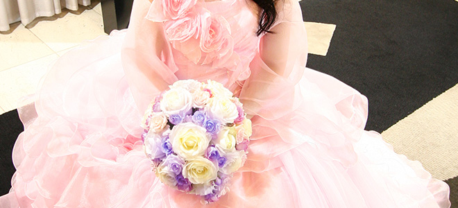 結婚式でのカラードレスピンク