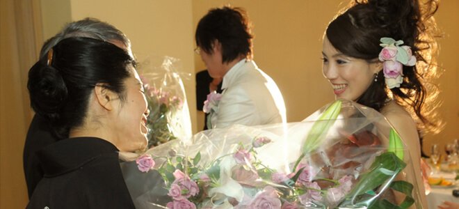 結婚式での両親への花束